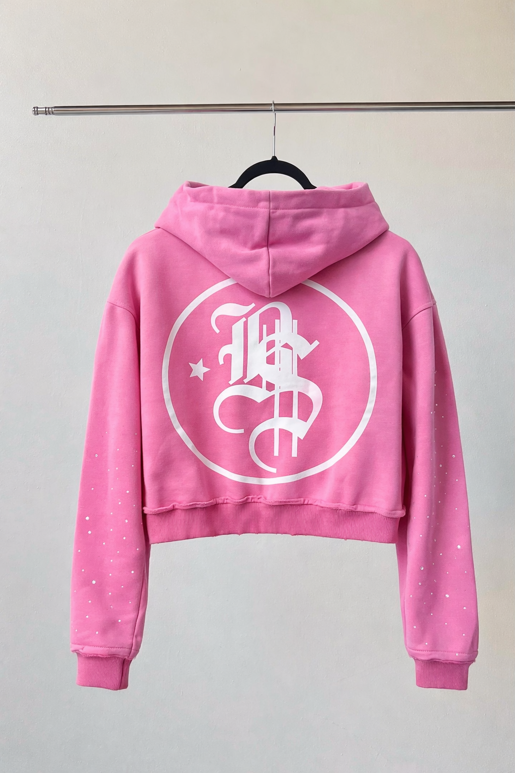 Pink Heavyweight Veil of Wealth Cropped Zip-Up Hoodie
